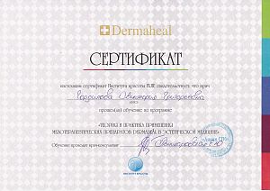 Сертификат Гордиловой Виктории Григорьевны, который подтверждает, что врач прошёл обучение по программе «Теория и практика применения мезотерапевтических препаратов в эстетической медицине»